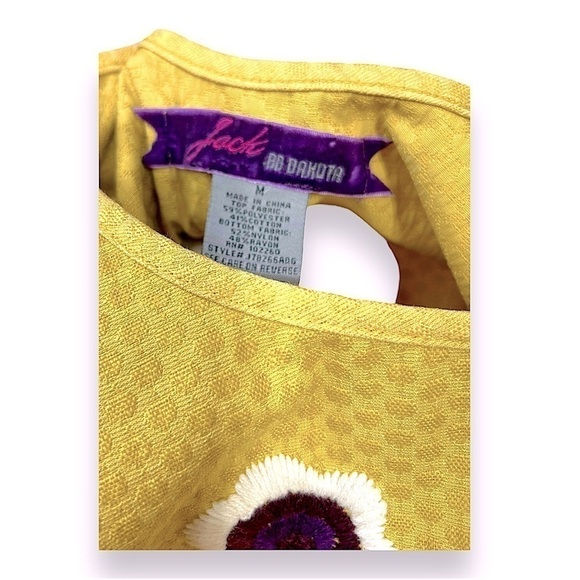 Jack BB Dakota Short Dress Yellow Purple Floral Boho Sleeveless Women M - Picture 5 of 5